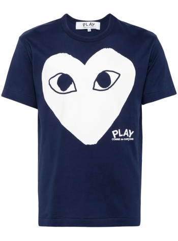 comme des garçons play camiseta hombre shirt logo print knit - axt180051 navy