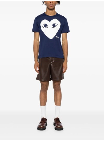 comme des garçons play camiseta hombre shirt logo print knit - axt180051 navy 2