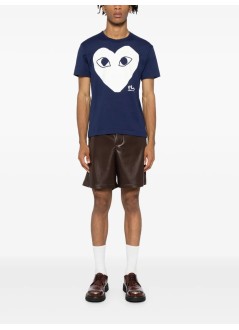 comme des garçons play camiseta hombre shirt logo print knit - axt180051 navy