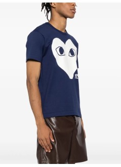 comme des garçons play camiseta hombre shirt logo print knit - axt180051 navy