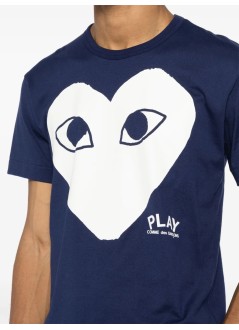 comme des garçons play camiseta hombre shirt logo print knit - axt180051 navy