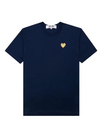 comme des garçons play t-shirt mant-shirt gold emblem - axt216051 navy