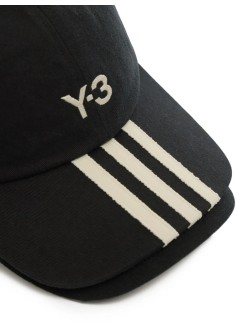 y3 gorras hombre y-3 stripes double brim cap - jn7183 black