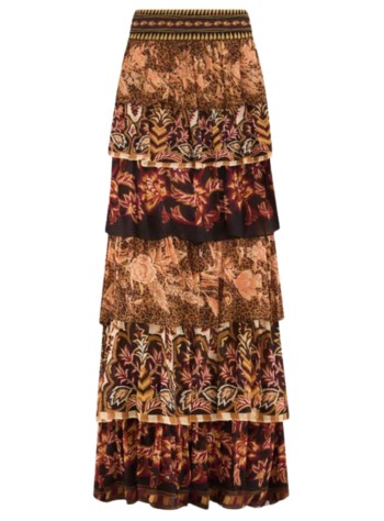 farm rio skirt womanmixed scarves ruffled maxi skirt - 340412 25069