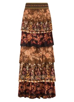 farm rio falda mujer mixed scarves ruffled maxi skirt - 340412 25069