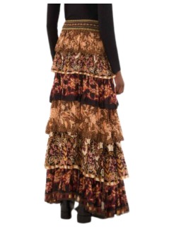 farm rio falda mujer mixed scarves ruffled maxi skirt - 340412 25069