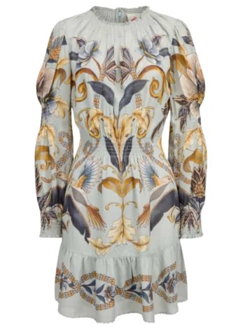 farm rio dress womansnake garden blue long sleeve mini dress - 339817 25083