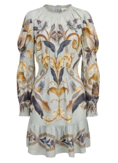 farm rio dress womansnake garden blue long sleeve mini dress - 339817 25083