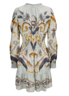 farm rio dress womansnake garden blue long sleeve mini dress - 339817 25083