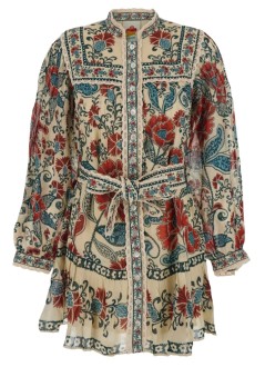 farm rio dress womanfrancesca sand long sleeve mini dress - 339799 25047