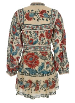 farm rio dress womanfrancesca sand long sleeve mini dress - 339799 25047