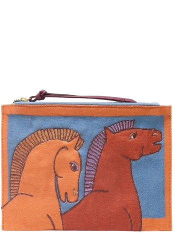 inoui editions clutch mujer embroidered pouch pochette brodee cavale - pm22pva08 orange orange