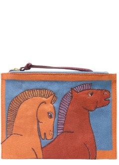 inoui editions clutch womanembroidered pouch pochette brodee cavale - pm22pva08 orange orange
