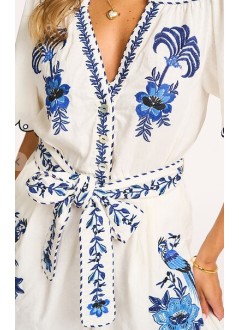 farm rio mono womandelicate forest blue richelieu embroidered romper - 335786 l0025