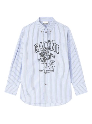 ganni camiseria mujer stripe cotton oversized shirt - w0826 01m