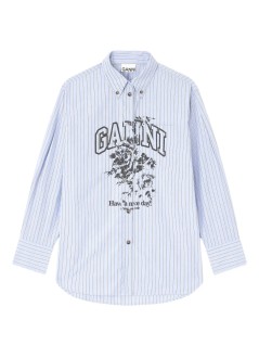 ganni camiseria mujer stripe cotton oversized shirt - w0826 01m
