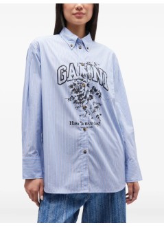 ganni camiseria mujer stripe cotton oversized shirt - w0826 01m