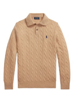 polo ralph lauren punto hombre lscableplkpp-long sleevepullover - 710974165004 camel melange
