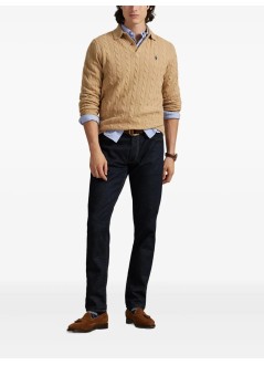 polo ralph lauren punto hombre lscableplkpp-long sleevepullover - 710974165004 camel melange