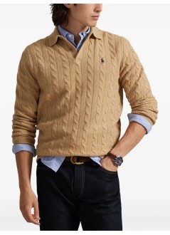 polo ralph lauren punto hombre lscableplkpp-long sleevepullover - 710974165004 camel melange