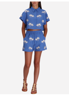 benaras by citrus short pant womanthreads palm mini shorts - be 24830 serena blue