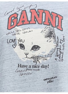 ganni top womanoverdyed cotton melange 3 4 sleeve - t4332 646