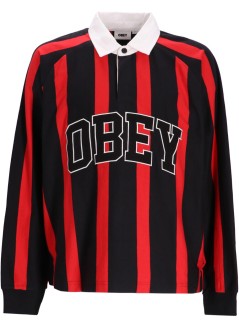 obey polo manlandon stripe polo ls - 131040060 bkm