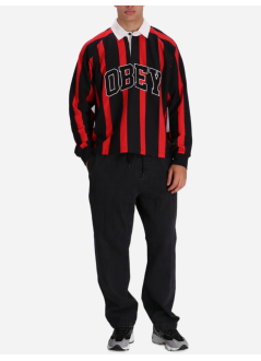 obey polo manlandon stripe polo ls - 131040060 bkm