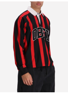 obey polo manlandon stripe polo ls - 131040060 bkm