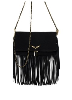 zadig & voltaire crossbody mujer rock suede fringes - lwba03978 011