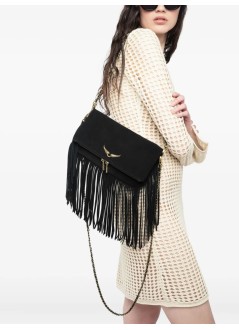 zadig & voltaire crossbody mujer rock suede fringes - lwba03978 011