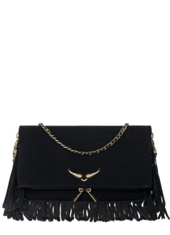 zadig & voltaire crossbody mujer rock suede fringes - lwba03978 011