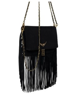 zadig & voltaire crossbody mujer rock suede fringes - lwba03978 011