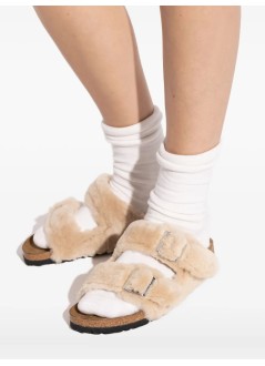 birkenstock sandalia mujer arizona shearling cover upper - 1030275 sandcastle