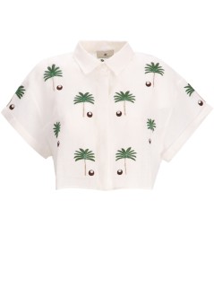 benaras by citrus shirt womancoco palm bondi shirt - be 25124 white green