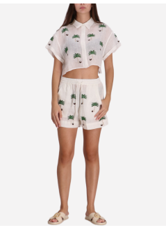 benaras by citrus shirt womancoco palm bondi shirt - be 25124 white green