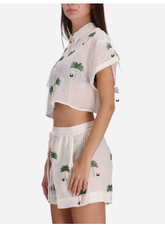 benaras by citrus shirt womancoco palm bondi shirt - be 25124 white green