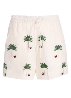 benaras by citrus short pant womancoco palm mini shorts - be 25125 white green