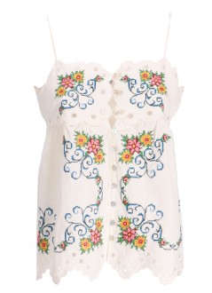 farm rio blusa mujer grandmas treasure off white lacy sleeveless blouse - 335846 25046