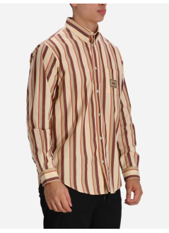 drôle de monsieur shirt manla chemise drôle rayée - ish240co117bg beige