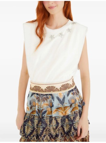 farm rio top womansparkling off white t shirt - 346006 l0025 2