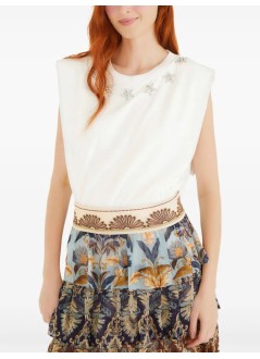 farm rio top mujer sparkling off white t shirt - 346006 l0025