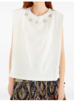 farm rio top mujer sparkling off white t shirt - 346006 l0025