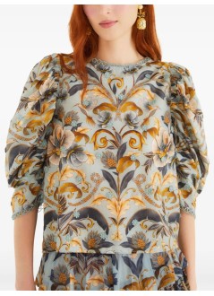 farm rio blusa mujer snake garden blue 3d blouse - 339738 25083