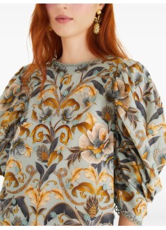 farm rio blusa mujer snake garden blue 3d blouse - 339738 25083