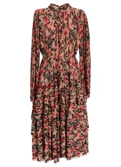 farm rio vestido mujer blurry tiny flowers pink long sleeve maxi dress - 340025 25059
