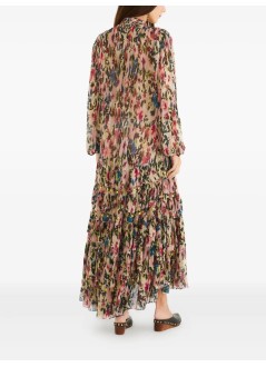 farm rio vestido mujer blurry tiny flowers pink long sleeve maxi dress - 340025 25059