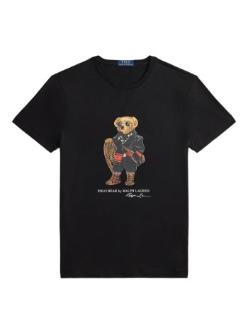 polo ralph lauren t-shirt manssteecmslm1-short sleeve-t-shirt - 710p00094001 fa25 polo black holiday bear
