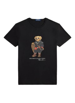 polo ralph lauren t-shirt manssteecmslm1-short sleeve-t-shirt - 710p00094001 fa25 polo black holiday bear