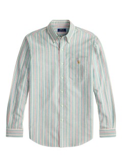 polo ralph lauren shirt mancubdpppks-long sleeve-sport shirt - 710p00630003 6882b green red multi